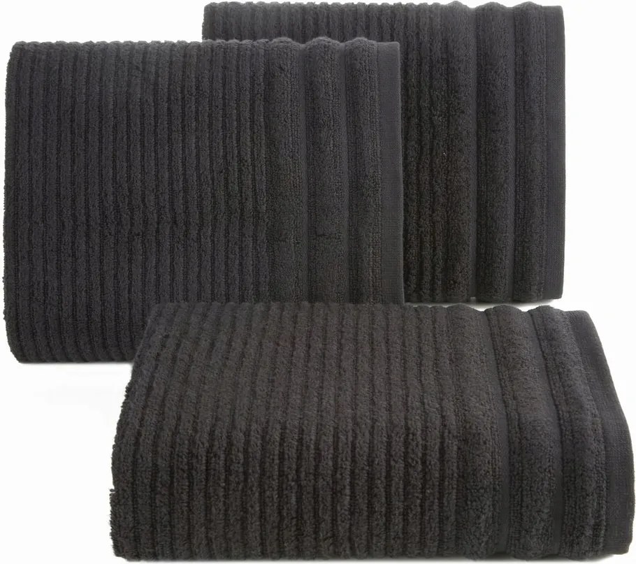 Sammy pamut törölköző 50x90 Eurofirany fekete dombornyomott csíkokkal