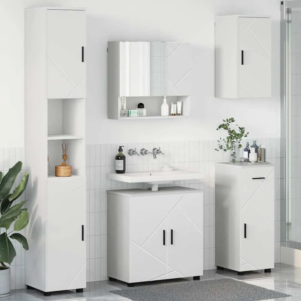 Fürdőszoba bútor szett 5 pcs Fehér 61 x 35 x 64 cm Faanyag