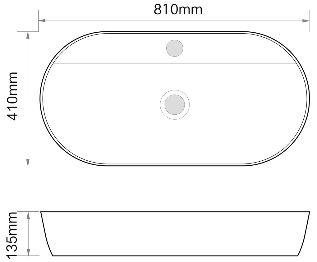 Erga Kahlani, asztali mosogató 810x410x135 mm, fehér fényes, ERG-V03-9486D-WH