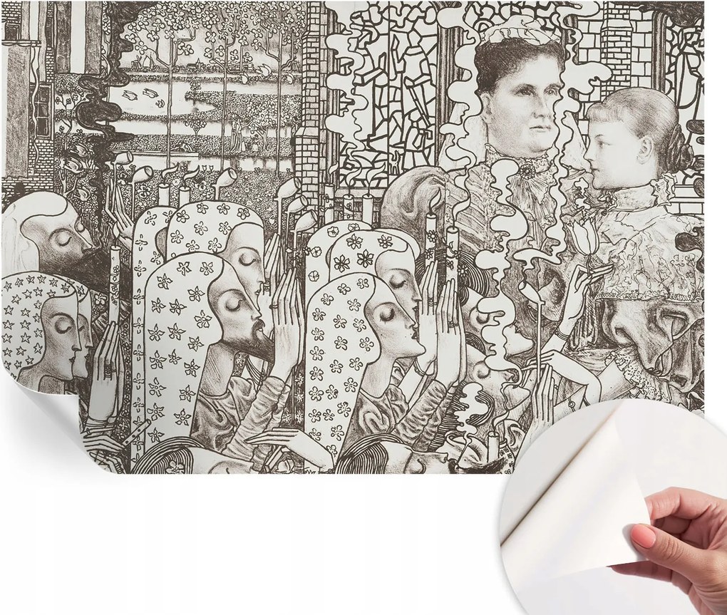 Öntapadós tapéta Divatos 3D fali ragasztóval Virágos portrék 104x70 cm