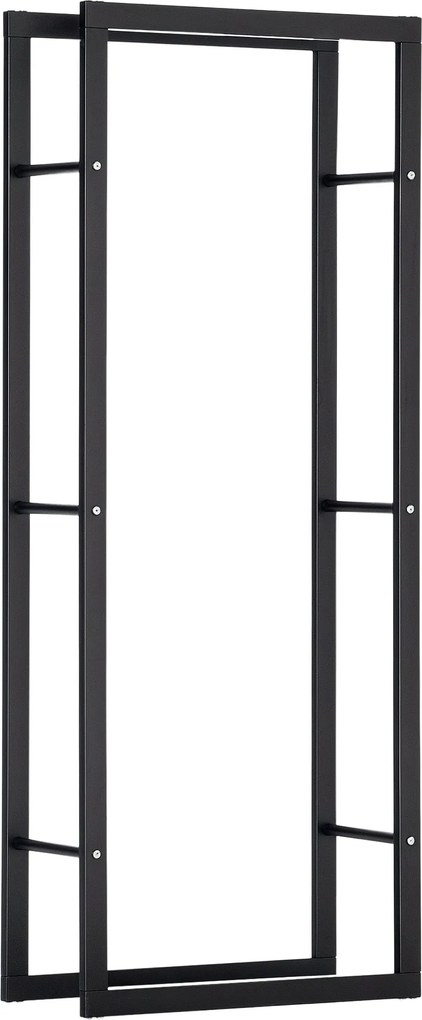 HOMCOM Fakanál Rack 60 x 25 x 150 cm, Acél Támogatás, Maximum 100kg, Kerti Tűzifa Rack, Kerti Tűzifa, Kül- és Beltéri Használatra Fekete | Aosom