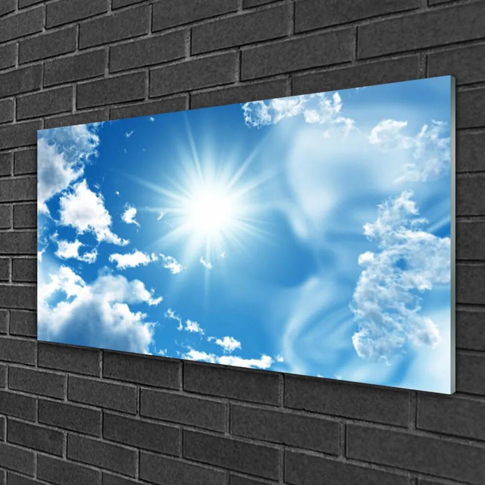 Fali üvegkép Blue Sky Sun Clouds 100x50 cm