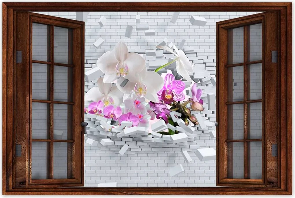 Poszterek 90x60 Orchidea a falon Virágok