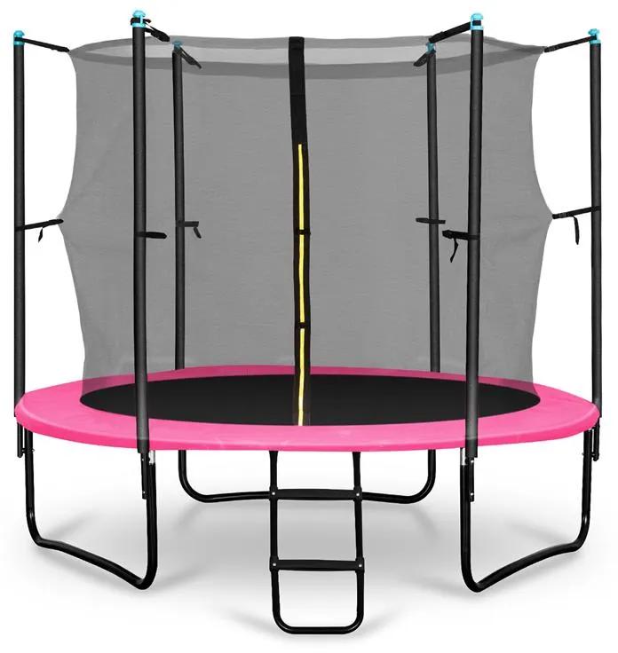 Rocketgirl 250, 250 cm trambulin, belső biztonsági háló, széles létra, rózsaszín