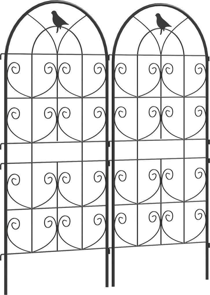 Outsunny Fém Kápolna 2 Darabos Szett Növények Mászó Cseréphez Madár Mintával 50x120 cm Kápolna Benti Növényekhez Paprika Virágokhoz Mászó Növényekhez