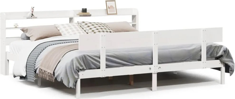 vidaXL fehér tömör fenyőfa ágy matrac nélkül 180 x 200 cm