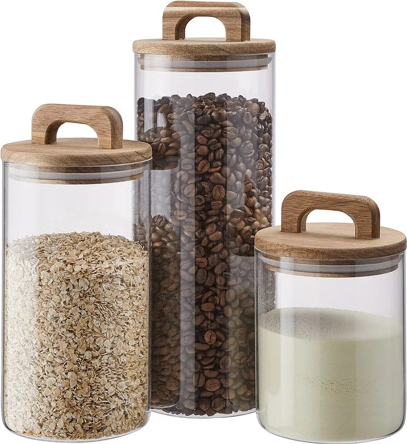 STORAGE üveg tároló akácfa fedéllel 1800ml