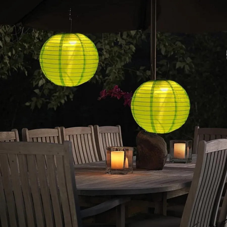 Nagyméretű Napelemes Party LED Lampion, 28 cm, zöld, 1 db