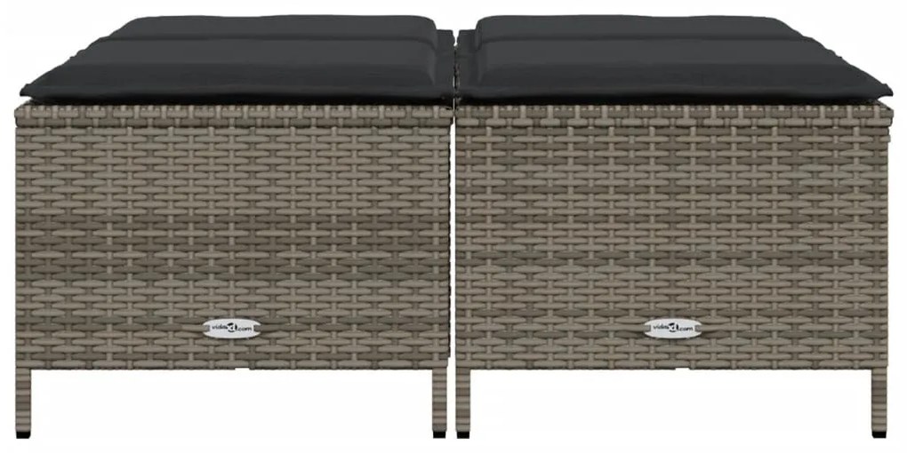 4 db szürke polyrattan kerti szék párnákkal