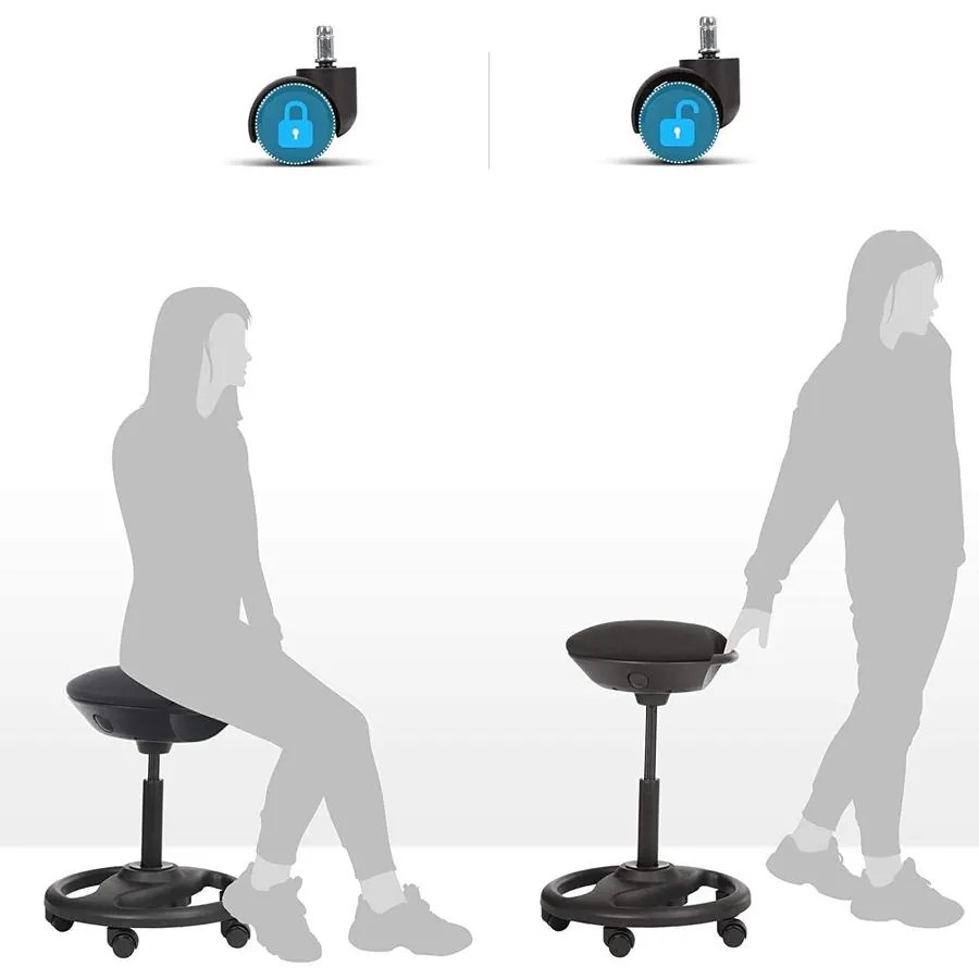 Magas szék, Ergonomikus munkaszék széles üléssel, 10°-os dőlésszög 50 x 55-73 cm, fekete