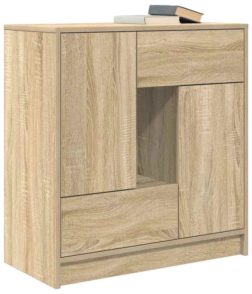 sonoma tölgy komód fiókokkal és ajtókkal 70,5x34x74,5 cm
