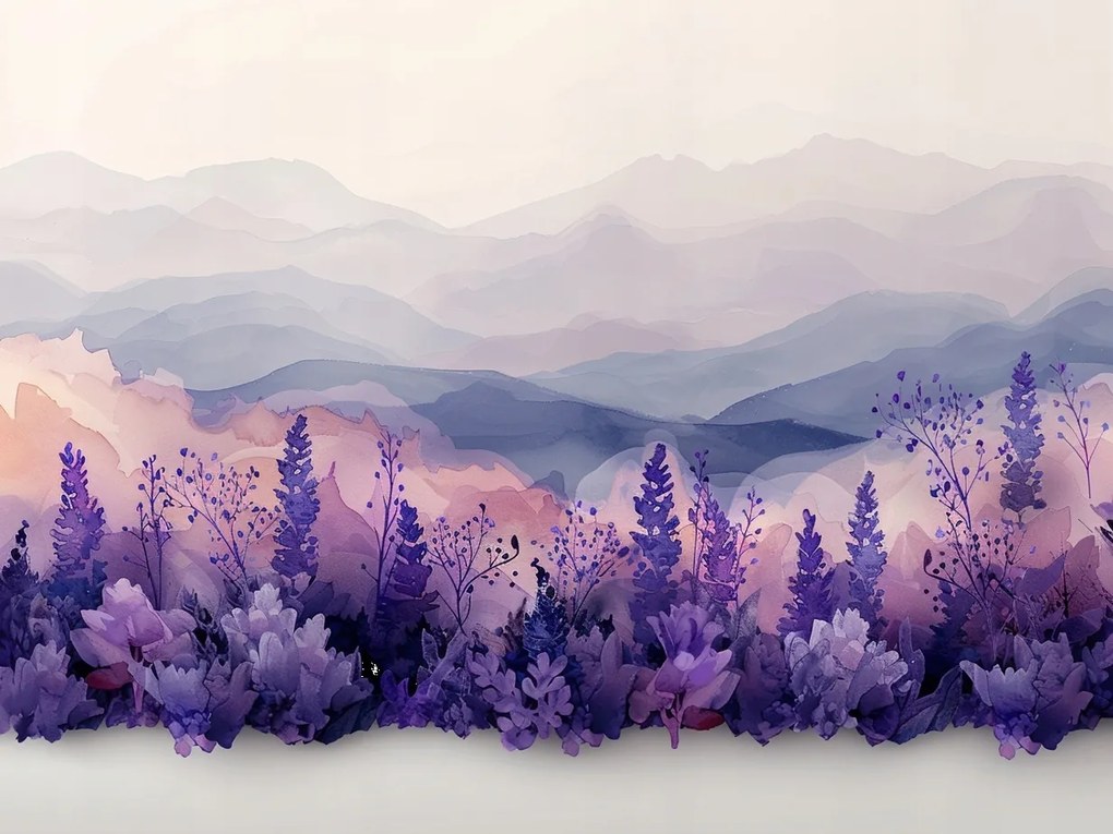 Vászonkép Canvas Tájkép Természet Hegyek Rét Növények Virágok 80x60