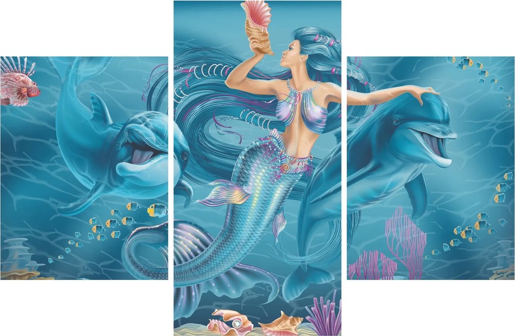 Kép - Sellő delfinekkel (90x60 cm)