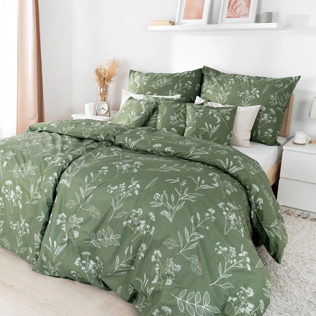 Goldea pamut ágyneműhuzat - gyógynövény levelek 140 x 200 és 70 x 90 cm