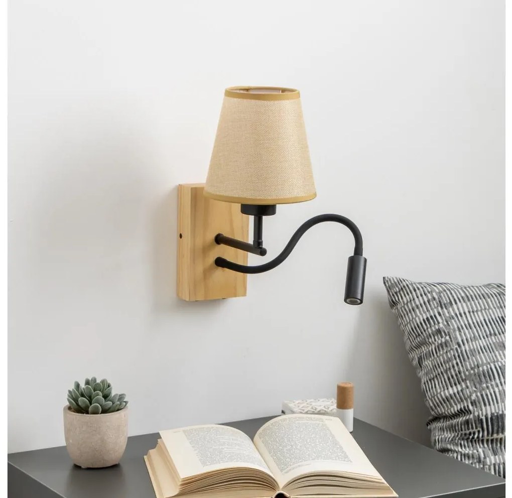 Brilagi - LED Fali lámpa NUBILA WOOD 1xE27/25W/230V +LED/3W tölgy/világosbarna