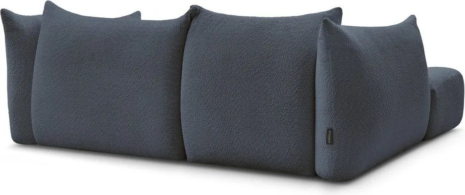 Sötétkék buklé sarokkanapé (bal oldali-heverő résszel) Azra – Bobochic Paris