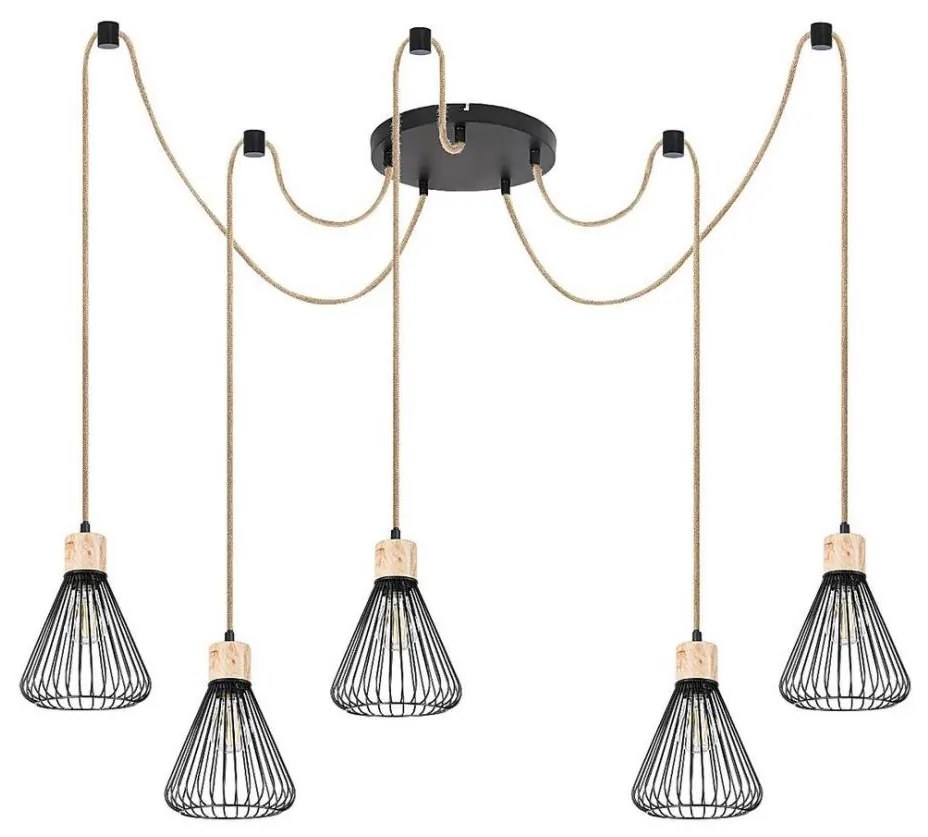 Rabalux Rabalux 3150 - Csillár zsinóron FARFALLE 5xE27/40W/230V pók fekete/bükkfa RL3150