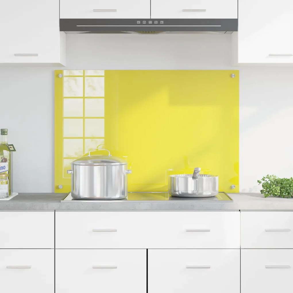 Konyhai Hátfal Sárga 90x60x0,6 cm Edzett Üveg
