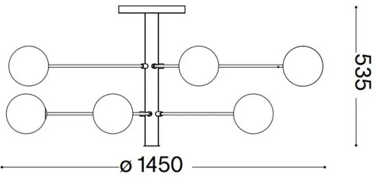 Ideal Lux - LED Csillár rúdon COSMOPOLITAN 12xG9/3W/230V átm. 145 cm fekete
