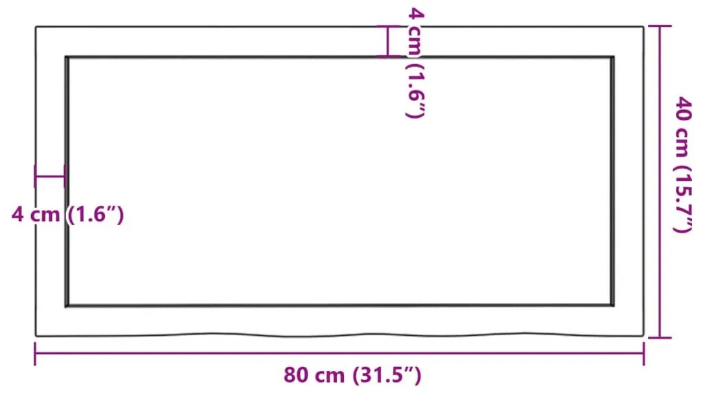 világosbarna kezelt tömör tölgyfa fali polc 80x40x(2-6) cm