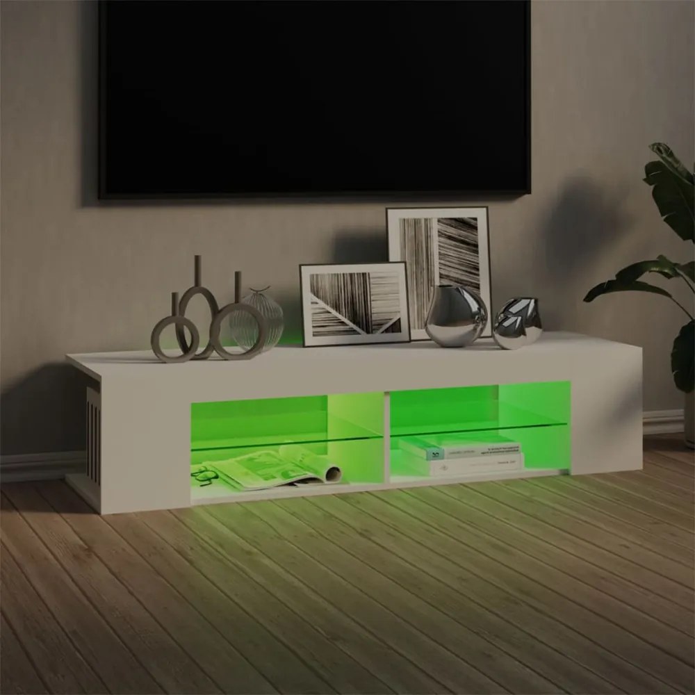 fehér TV-szekrény LED-lámpákkal 135 x 39 x 30 cm