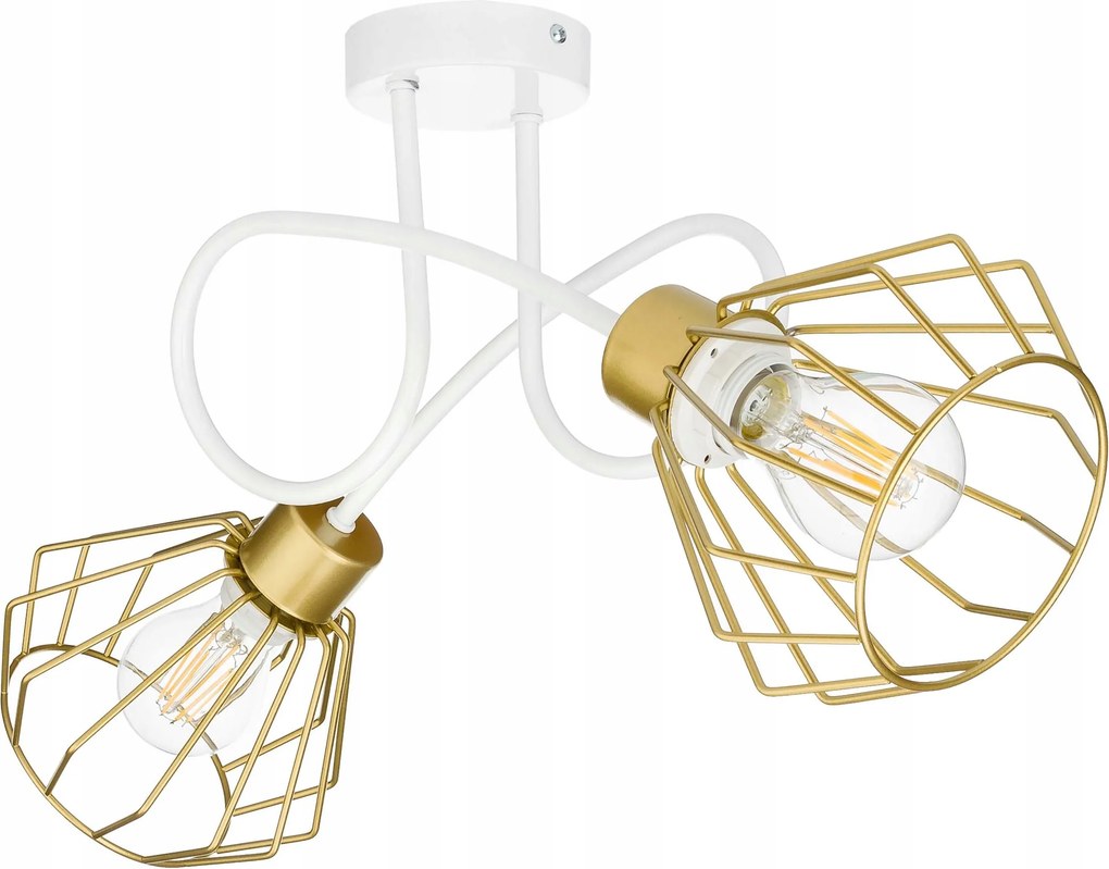 Mennyezeti lámpa csillár lógó Loft göndör drót gyémánt 2x E27 arany