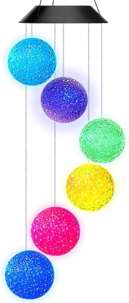 LED-es napelemes kerti girland lógó Gömbök szélcsengő függöny