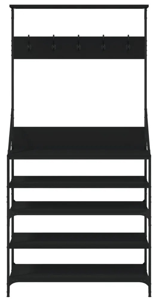 fekete ruhafogas cipőpolccal 90x34x184 cm