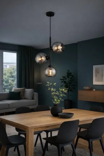 Brilagi - Csillár kábellel DIOR 3xE27/60W/230V fekete/füstszürke