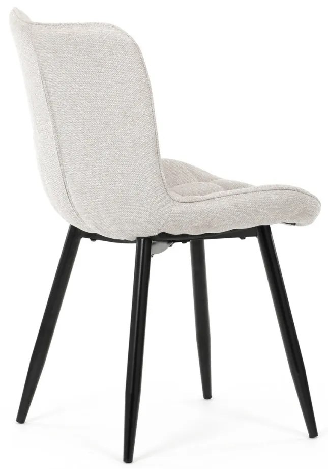 Scaun de sufragerie, material bej, picioare metalice negre