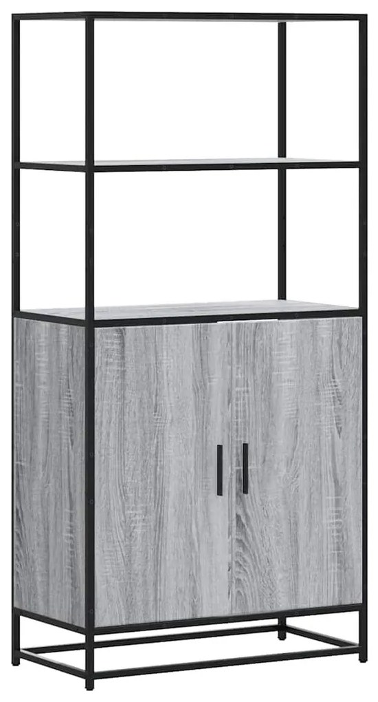 Highboard szürke sonoma 68x35x139 cm gépelt fa és fém