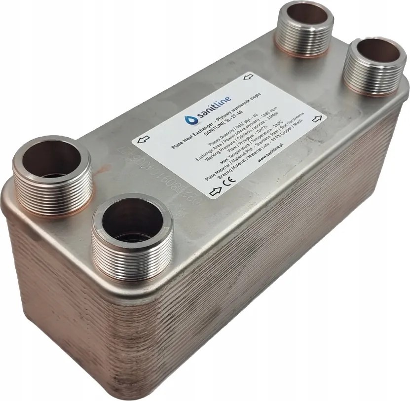 Hőcserélő Sanitline 40 Lemezes Teljesítmény 85kW Csatlakozás 4x 5/4"