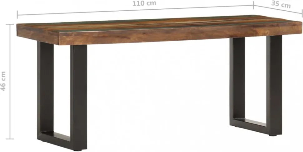 tömör újrahasznosított fa és acél pad 110 cm