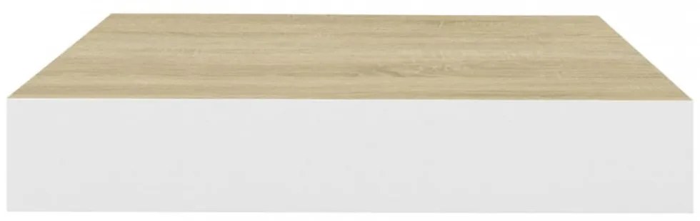 4 db tölgyszínű és fehér MDF lebegő fali polc 23x23,5x3,8 cm
