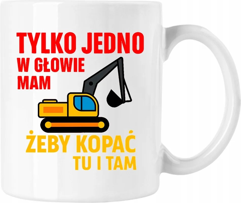 Bögre építő vicces kotrógép fehér 330ml