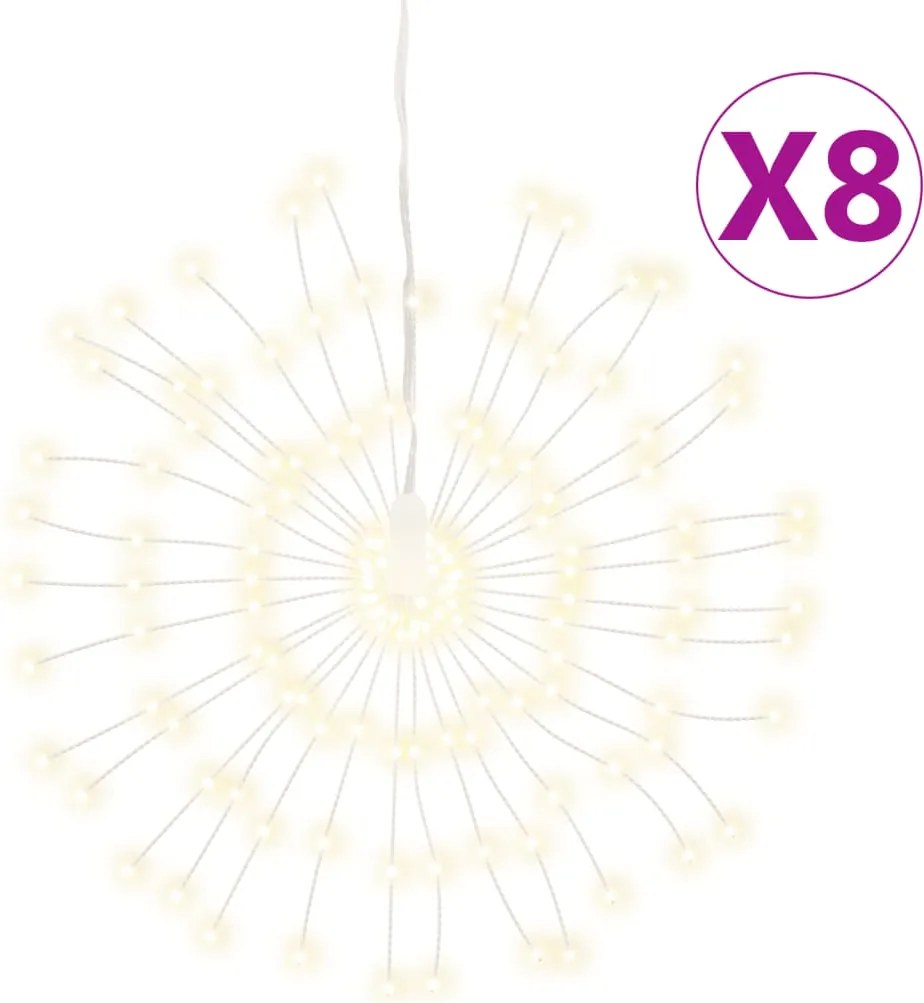 vidaXL 8 db karácsonyi meleg fehér csillagfény 140 db LED 17 cm