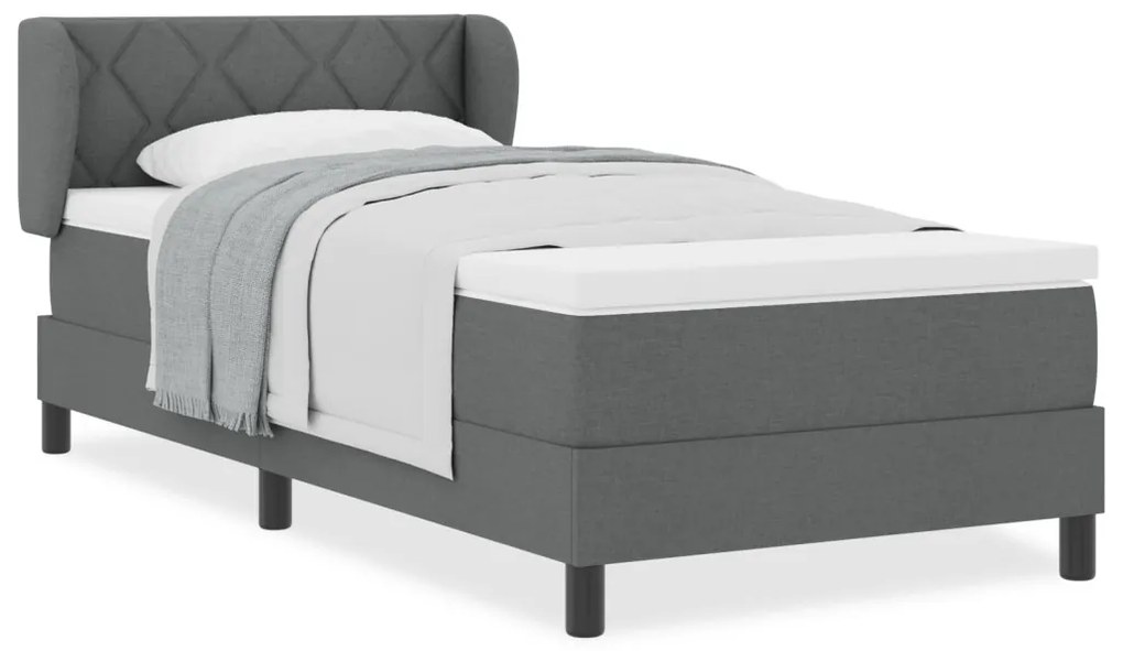 Boxspring Ágy Mattal Sötétszürke 90x190 cm Szövet