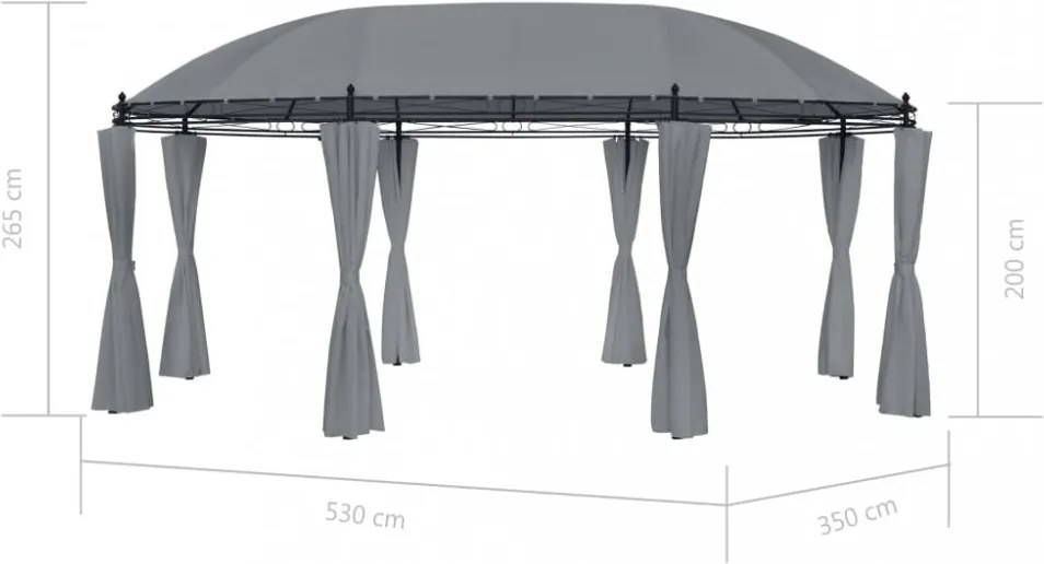 antracitszürke pavilon függönyökkel 520 x 349 x 255 cm