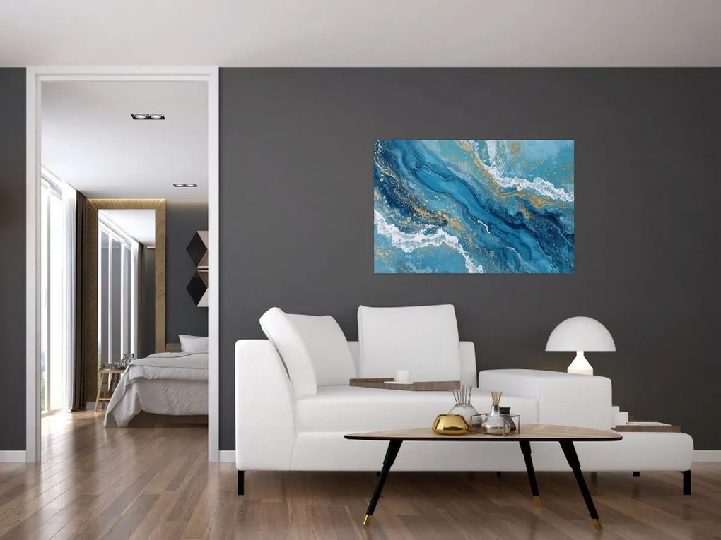 Kép - Világoskék márvány arannyal II. (90x60 cm)