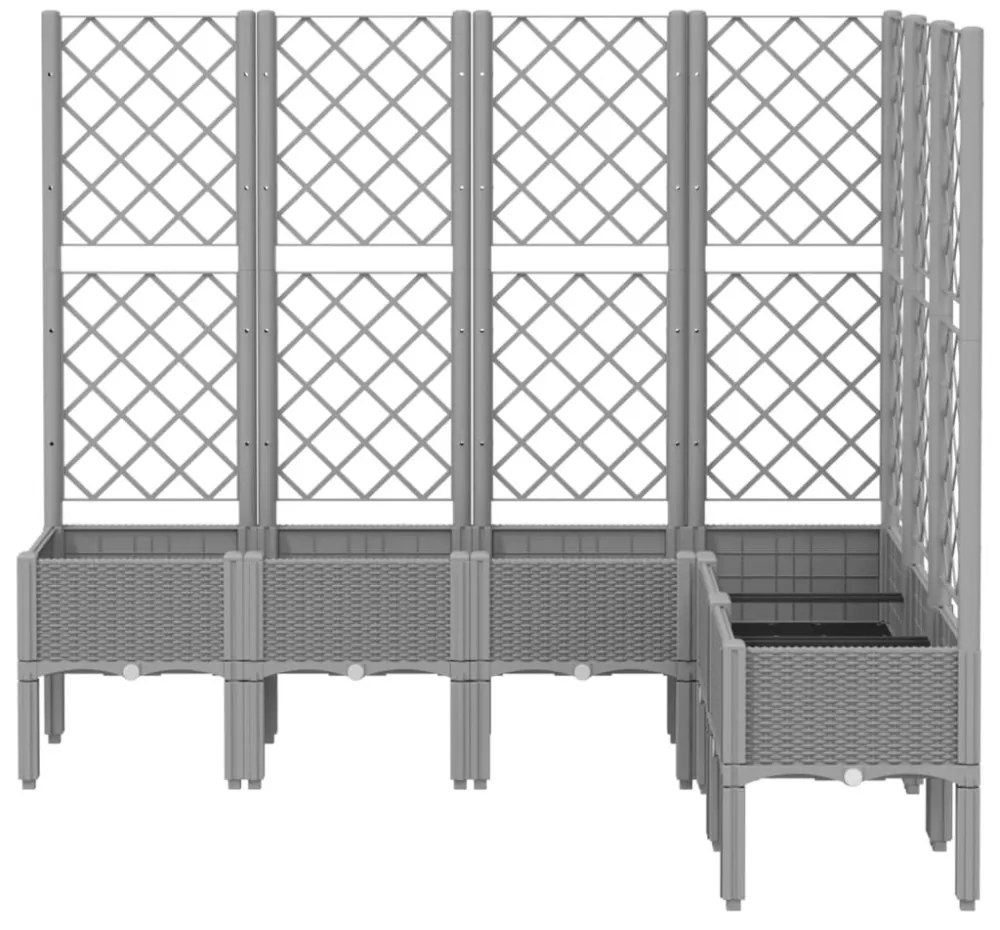 világosszürke PP rácsos kerti ültetőláda 160 x 120 x 142 cm