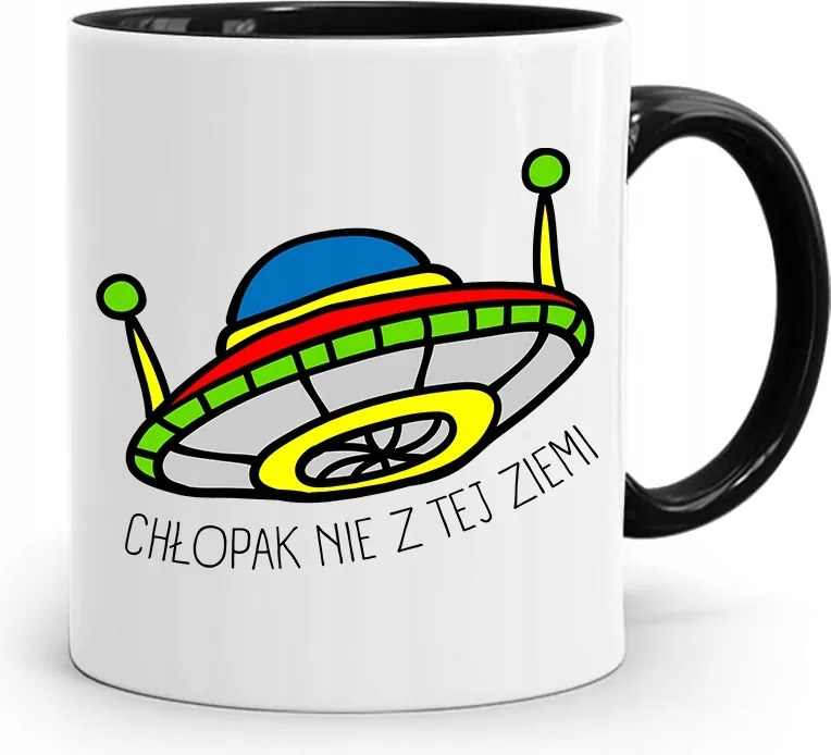 Fekete Bögre Fiúnak Nem Ebből A Földből, fényképes nyomattal