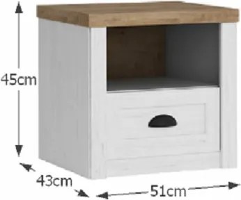 éjjeliszekrény SN, sosna andersen/tölgy lefkas, PROVANCE