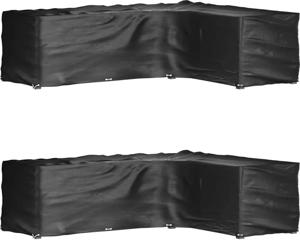 vidaXL 2 db L-alakú kerti bútorhuzat 16 fűzőlyukkal 260x210x80 cm