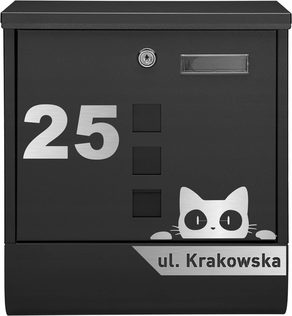 Fekete Postaláda Minta 2 Cica Laminált Ezüst