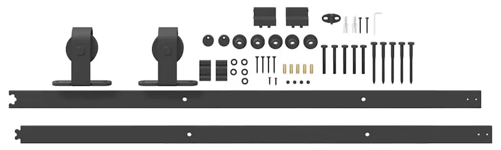 Fekete acél tolóajtó fémszerelék készlet 213 cm