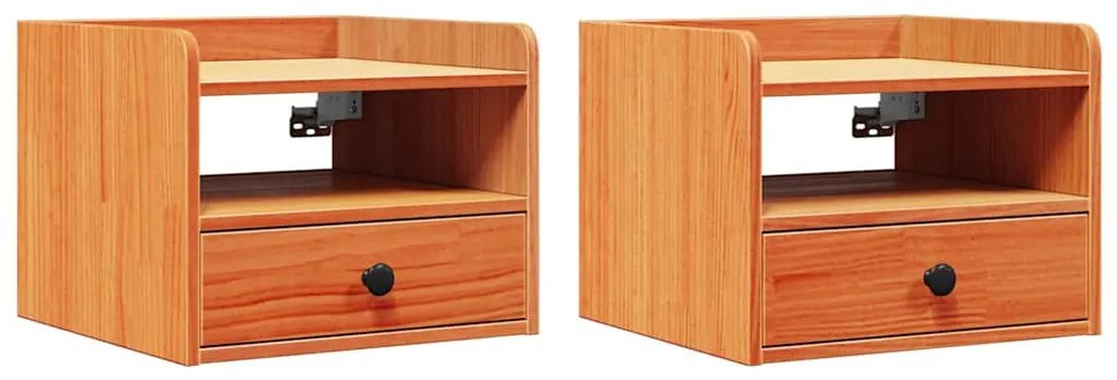 Éjjeli asztal 2 pcs Viaszbarna 38 x 36 x 29.5 cm Tömör fenyőfa