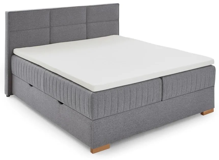 Szürke ágyneműtartós boxspring ágy 160x200 cm Tambo – Meise Möbel