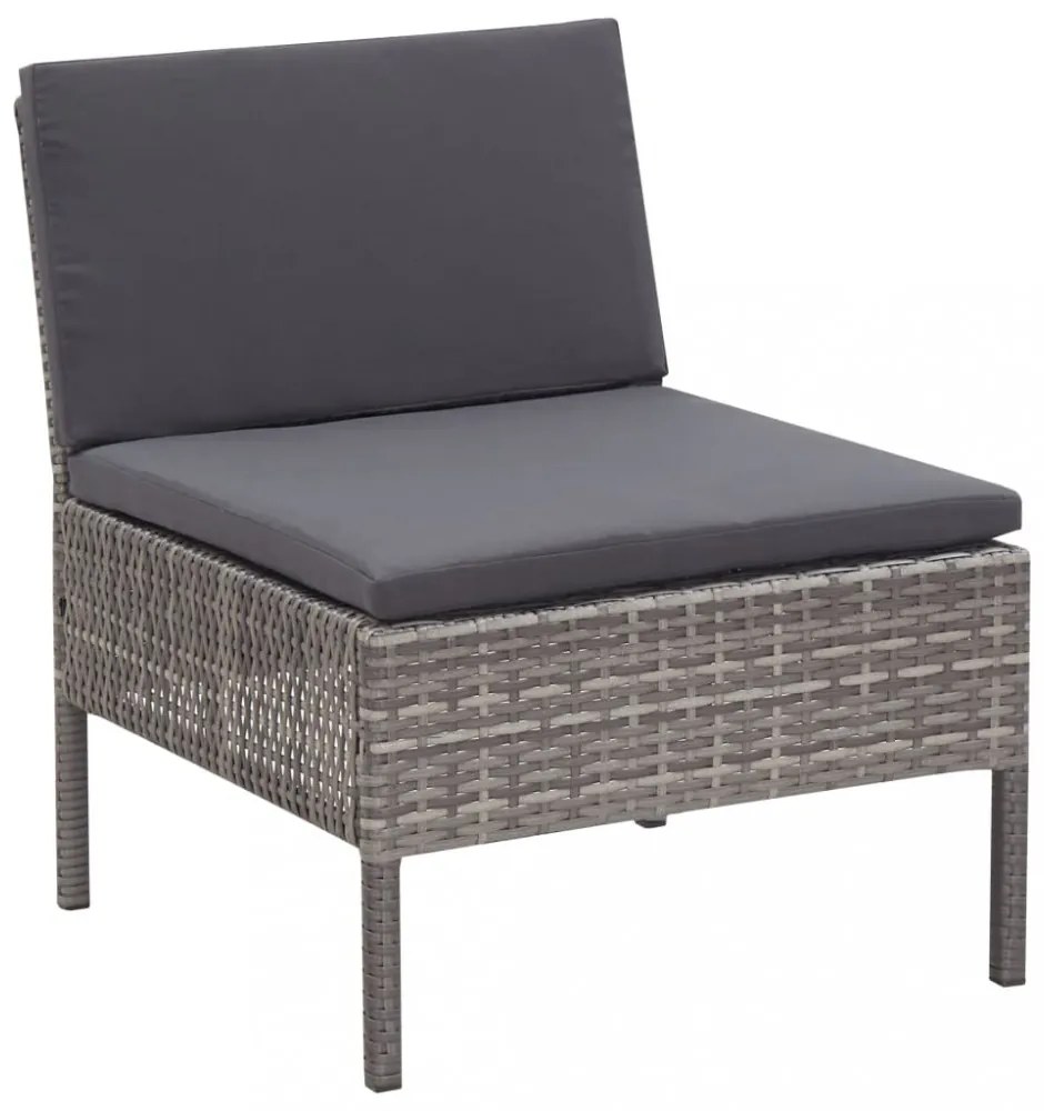 vidaXL 3-részes szürke polyrattan kerti ülőgarnitúra párnákkal