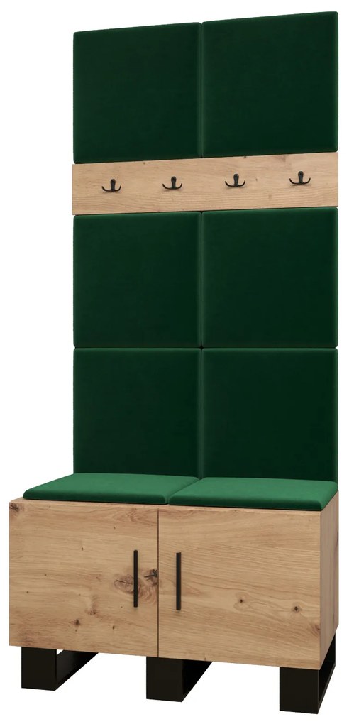 Előszobabútor Amanda 4 (artisan tölgy + zöld). 1085890