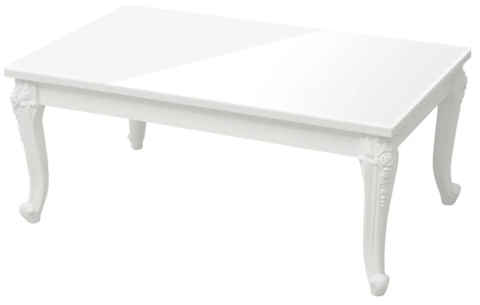 magasfényű fehér szerelt fa dohányzóasztal 100 x 50 x 42 cm